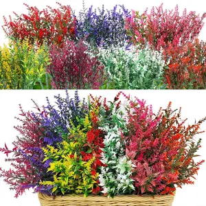 12 Bundles Outdoors Artificial Lavender Flowers, Fake UV Resistant No Fade Flowers for Wedding Home Office Decoration, Plastic Greenery Flower Hanging Garden Window Box Vase Decor