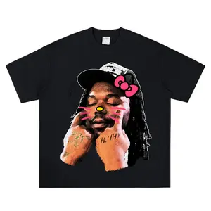 Luckii Kitty Star Big Face Graphic Rap Tee - Bold Big Face Design