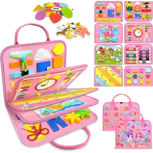 Busy Board Montessori Toys for Toddler Girl Birthday Gifts, Busy Book Sensory Toys for Toddlers, Learning Educational Toddler Travel Activities