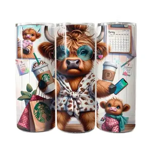 Busy Mama Highland Cow Tumbler Cup, Mothers Day Tumbler