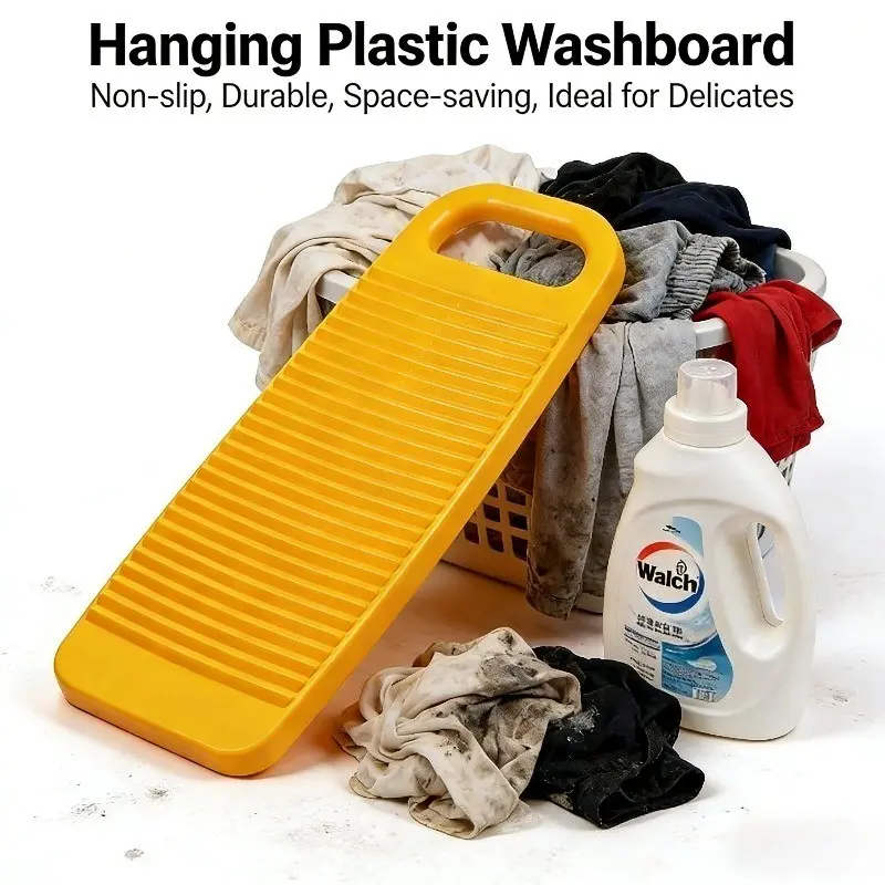 New Hanging Plastic Washboard Anti‑Slip Laundry Scrubboard for Home Dorm Travel Laundry Room Portable Washing Board for Clothes Socks Underwear Laundry Products