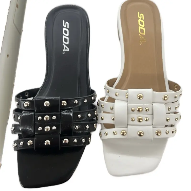 WOMENS STRAPPY FLAT SANDAL WITH STUD DETAIL SETTER-S Summer