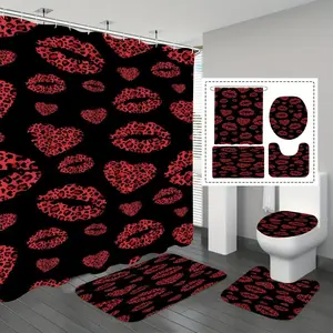 Y2K Leopard Print Bath Curtain, Shower Curtain Sets, Waterproof Thickened, Bathroom Dry Wet Separation, Wall Mounted, Modern Style, Modern Bathroom Decor, 1/3/4pcs