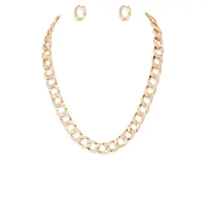 Rhinestone Chain Link Necklace Set