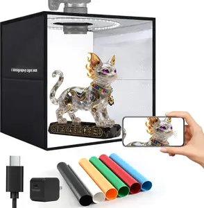 Upgraded USB Type C Light Box Photography - 16"x12"x16" Foldable Lightbox with 180 LEDs (CRI 97), 6 Backdrops, Dimmable  Tent Kit, 3 Light Modes, Photo Studio Light Box for Product Photography