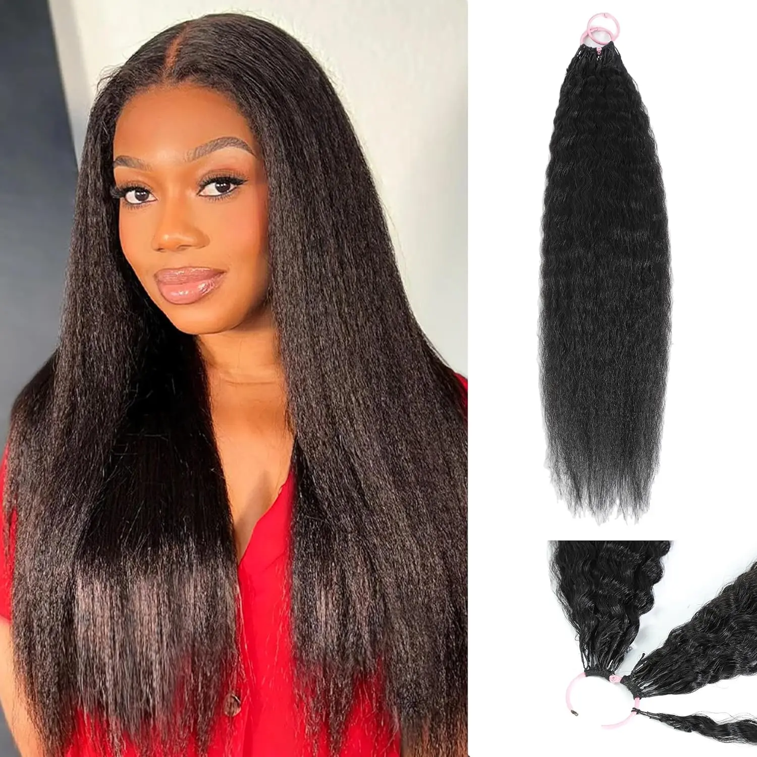 Human Crochet Hair for Black Women Kinky Straight Feather Crochet Human Hair Extensions  50g Lightweight Pre-Separated Reusable Invisible Miracle Knots Human Hair Bundles Natural Black