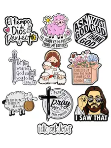 Adorable Religious Enamel Badges Set of Ten, Religious Cross Pins, Versatile Spiritual Decor for Shirts and Canvas Bags, Heartfelt Love Gift for Believers and Friends