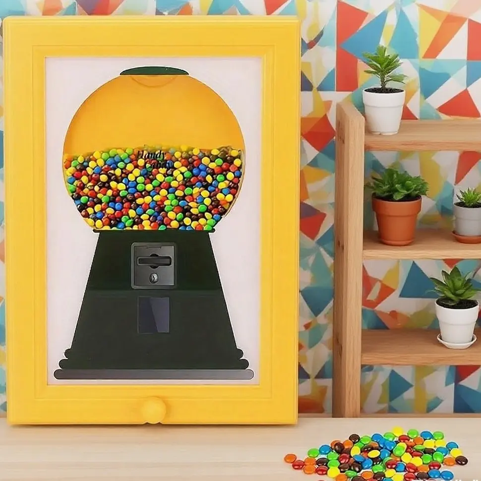 Wall-Mounted Square Photo Frame with Candy Dispenser, Perfect for Displaying Photos & Snacks, Ideal for Kitchen & Home Use