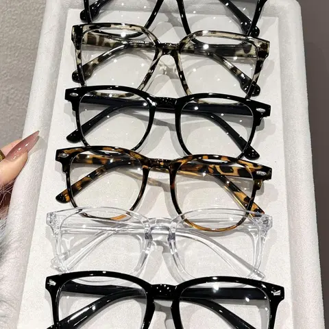 Unisex Solid Color & Leopard Print Eyeglasses, Trendy Casual Glasses for Everyday Use, Fashion Accessory for Outdoor Activities, Fashionable Eyeglass, Stylish Glasses, Trending Glasses, Tortoiseshell Glasses, Trendy Frames, Leopard Pattern Frames, Eyewear