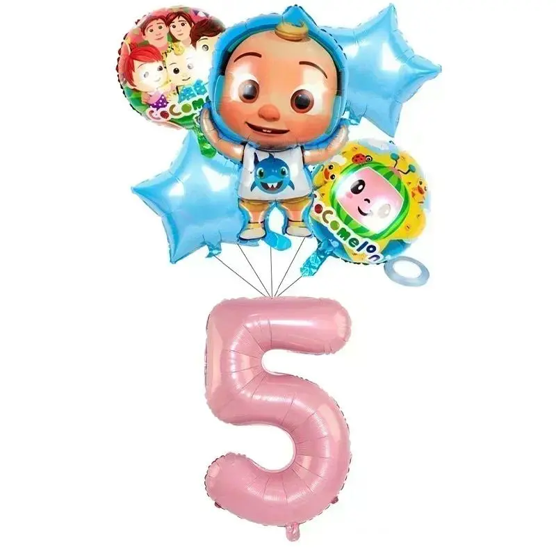 Pink Girl cocomelon Decoration Set Background Tableware Cup Knife Fork Background Baby Shower Supplies