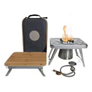 nCamp 4 Piece Outdoor Camping Cooking Stove Prep Surface Set with Carrying Case for Hiking and Backpacking