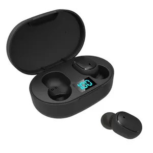 Bluetooth Wireless Earbuds in Black, Wireless Stereo Earbuds with Smart LED Display Charging Box Case
