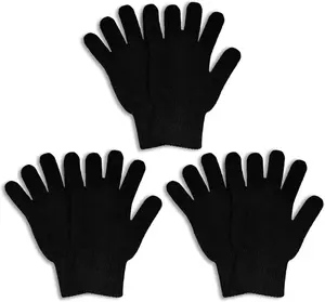3 Pairs Winter Magic Gloves Adults Warm Stretchy Unisex Black Men Women Teens Magic Knit Gloves One Size Fits Most Breathable Lightweight for Cold Weather