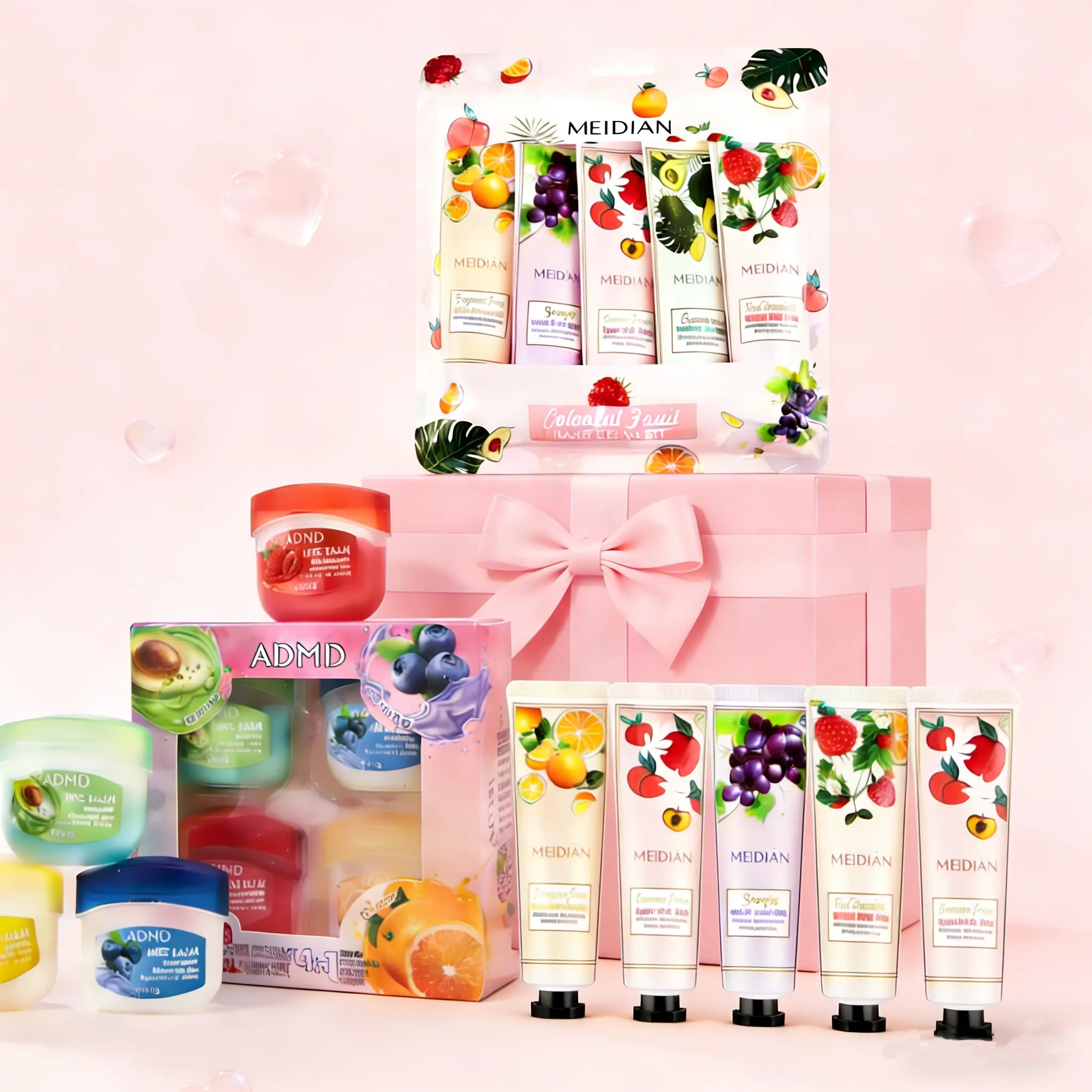 9-piece lip balm, hand cream, and lip mask set - body and hand care moisturizing cream, suitable for dry lips and hands, mini travel size, suitable for all skin types, unisex, ideal as a Valentine's Day or friend's gift.