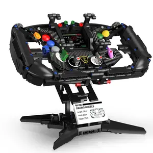 867pcs High-Resolution F1 Steering Wheel Building Blocks Set, Adjustable Blades & Phone Holder, Adult Educational Puzzle Toy, Model Kit, Brick