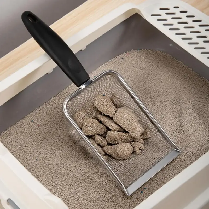 Cat Litter Scoop with Filter Hole - Durable Stainless Steel Cat Litter Scoop, Non-stick Design, Deodorizing Cleaning Tool Suitable for Multi-cat Households
