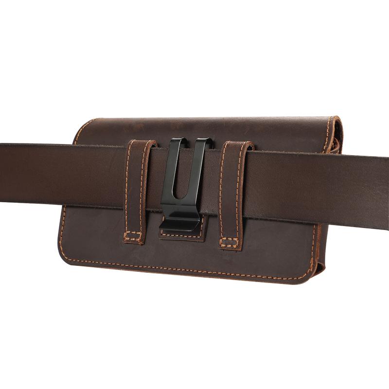 Cell Phone Genuine Leather Holster Magnet Pouch Belt Clip Man Waist Bag Carrying Perfect For Outdoor Daily Use