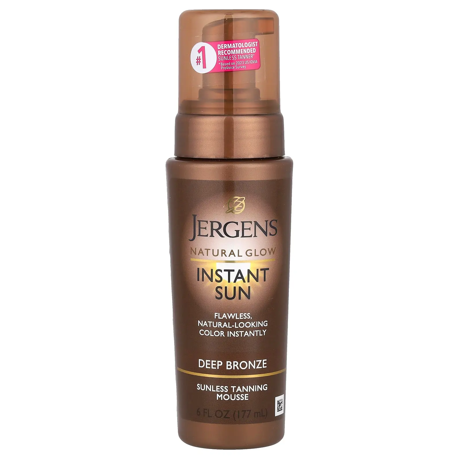 Jergens Natural Glow, Instant Sun, Sunless Tanning Mousse, Deep Bronze, 6 fl oz (177 ml)