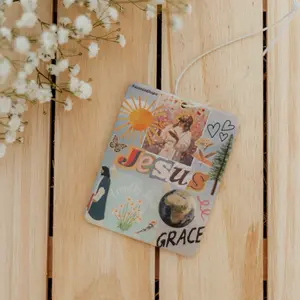 Christ Collage 2.0 Air Freshener - Jesus and Grace Design Car Fragrance Car Accessory Car Aromatherapy Diffuser Car Deodorizer