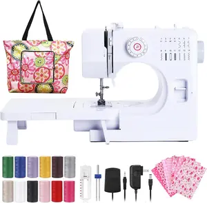 Sewing Machine for Beginners, Electric Mini Portable, 14 Built-in Stitches with Reverse Sewing, 2 Speeds Double Thread with Foot Pedal, Storage Bag, Fabric and Threads