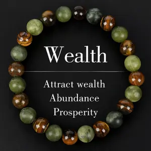 Tiger Eye Stone Bracelet Attracts Wealth, Stretchable Money Attraction Bracelet- Unisex Jewelry Gift Spiritual Protection & Abundance Manifestation Jewelry Gift for Her