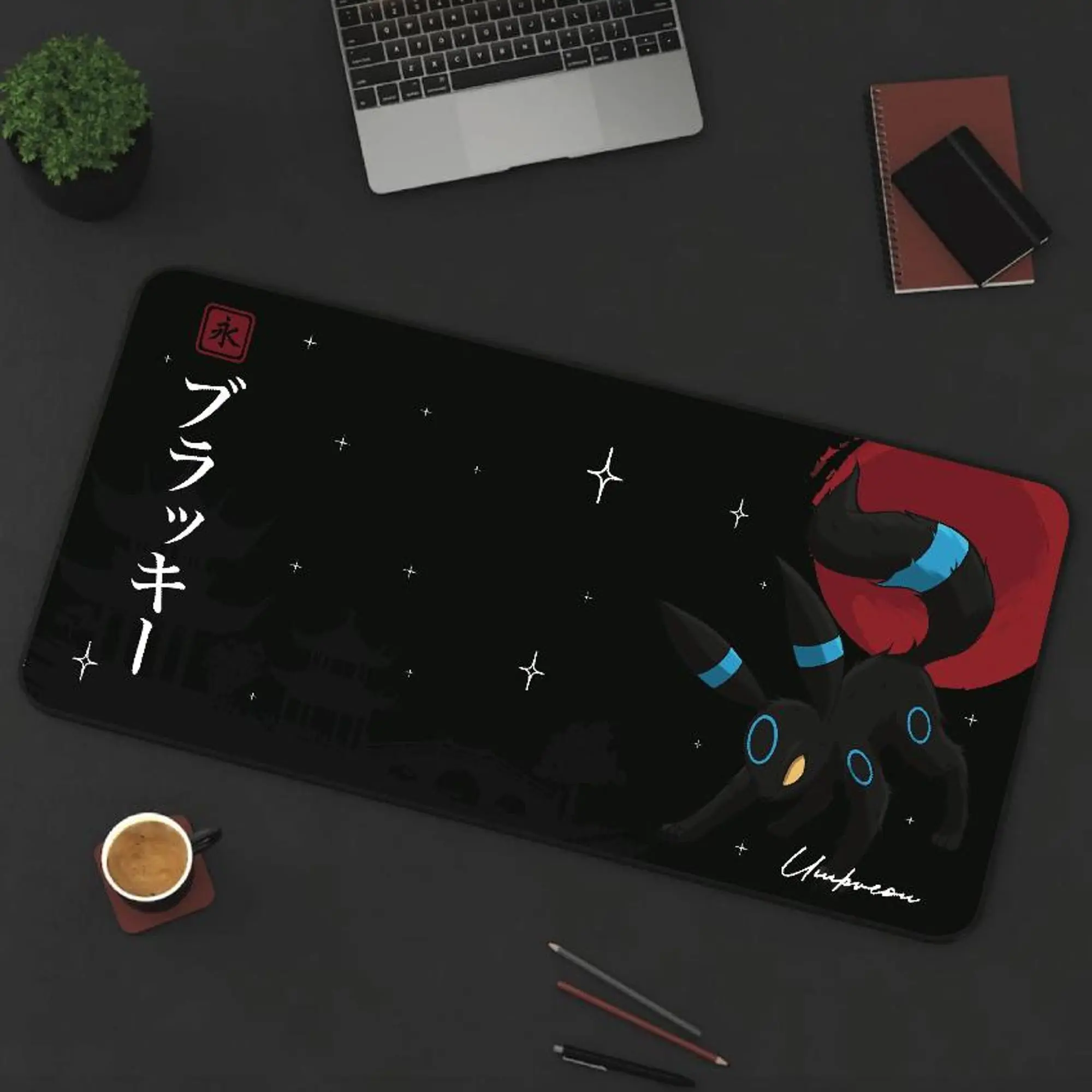 Umbreon Pattern Desk Mat Perfect for a Gift, Present, Holiday, Birthday Japanese Anime