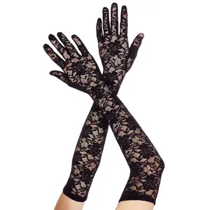 Women's Extra Long Black Lace Gloves