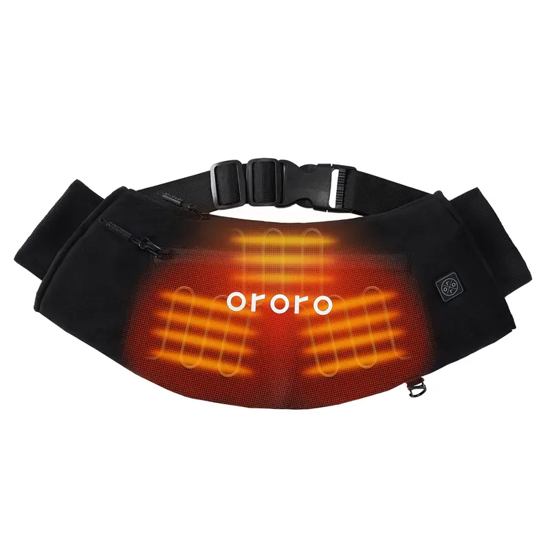 ORORO Cordless Heating Pad - Battery-Powered Hand Muff Hand Warmers, 3 Adjustable Heating Levels, Front-to-Back Heat, Up to 14 Hours of Warmth, Water-Resistant Pouch, Silica Rubber Protection, Machine Washable for Hiking Camping