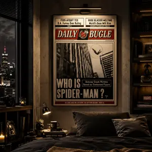 Daily Bugle Poster – Vintage Newspaper Wall Art, Iconic Comic-Inspired Decor for Bedroom, Living Room & Office, Ready to Hang or Frame