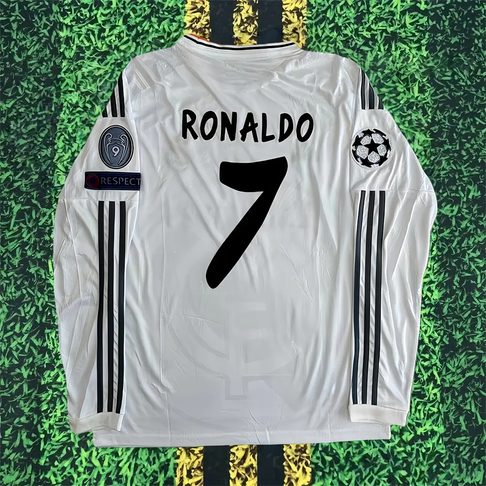 13-14 Home White Ronaldo #7 Long-Sleeve Soccer Jersey