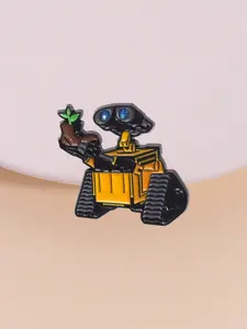 Wall-E Blue Glitter Eye Brooch, Pixar Fan Collectible Pin, Sci-Fi Enthusiast Accessory, Cute Robot Theme Badge for Casual Wear