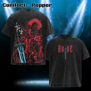 Igris Vintage Washed Oversized T-Shirt & Hoodie – Solo Leveling, Shadow Knight Commander Anime Graphic, Absolute Loyalty And Silent Blade Theme, Heavyweight Cotton Streetwear Unisex