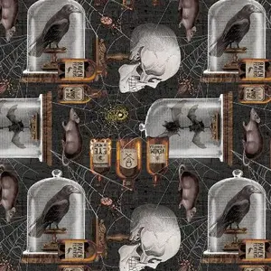 2724-99 Spooky Vibes Charcoal Halloween Motif Fabric by Blank Quilting Sold by the Half Yard