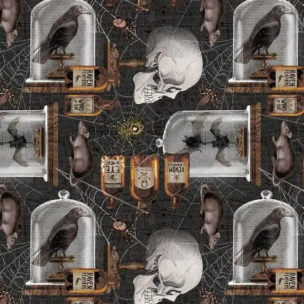 2724-99 Spooky Vibes Charcoal Halloween Motif Fabric by Blank Quilting Sold by the Half Yard