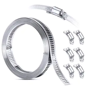 DIY Hose Clamp System Kit - 9.8 FT Band + 6 Fasteners, 304 Stainless Steel Pipe Clamp, Large Adjustable for Ductwork, Pole Mount