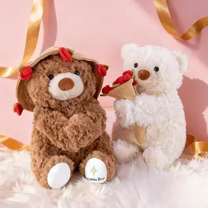 Adorable Plush Teddy Bear with Cute Rose Bouquet Stuffed Toy Perfect Gift for Valentine's Day Anniversaries Birthdays Romantic Occasions Soft Cuddly Teddy Bear gifts for her 2026 birthday gift holiday surprise gift