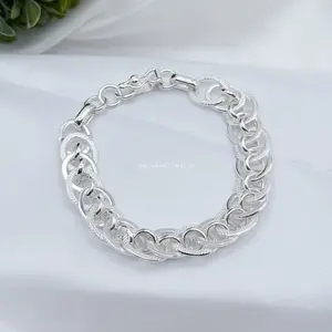 950 Silver Oval Ring Bracelet - Elegant and Durable Silver Bracelet for Any Occasion