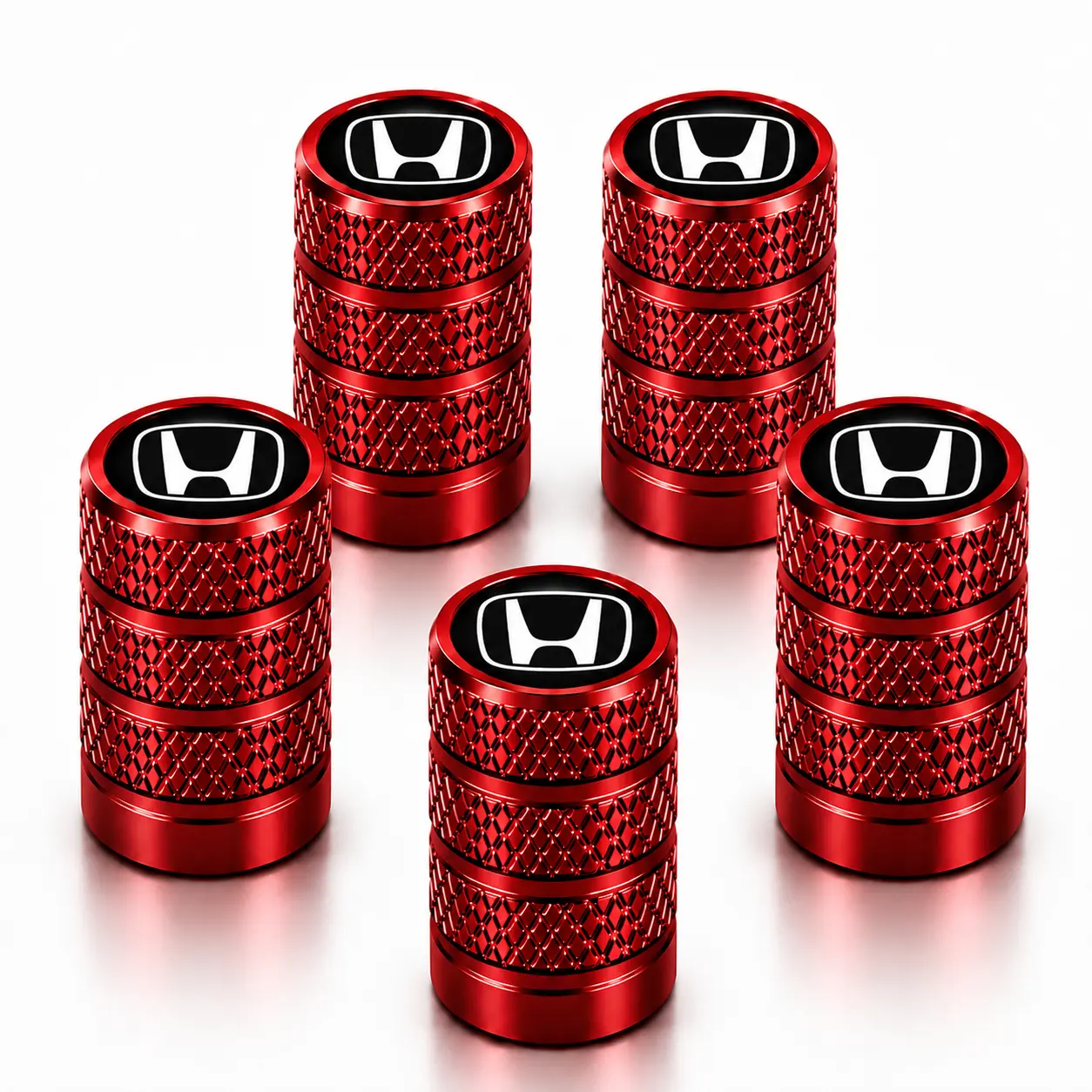5 Pack Aluminum Alloy Tire Valve Stem Caps with Honda Emblem, Anti-Rust Leak-Proof Dustproof Wheel Air Valve Covers, Tool-Free Installation Fit for CR-V Civic Accord HR-V Pilot Odyssey Ridgeline Fit Sedan SUV Minivan Truck Wheel Trim Accessories