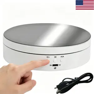 360° Electric Motorized Rotating Display Stand, Jewelry Photography Turntable with 3 Adjustable Speeds & 4 Angles, 6.6lbs Load, Quiet Smooth Operation for Professional & Home Use (White)