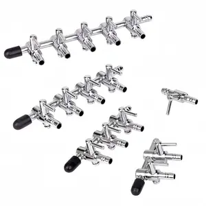 Stainless Steel Oxygen Distributor, Silver Color Air Pump Flow Lever Switch, Aquarium Use, Adjustable Outlet Valve, Durable Fish Tank Accessory