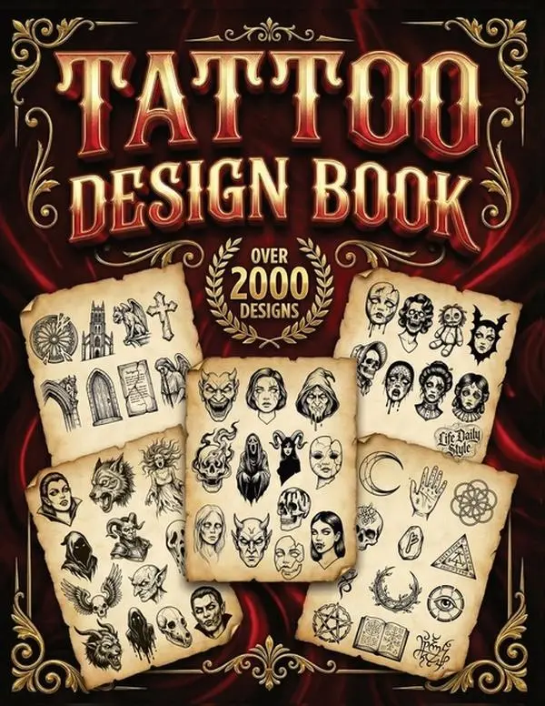 Tattoo Design Book: 2,000 Unique Tattoos - A Journey Through American and Crazy Art, From Flash Designs to Real Tattoos for Artists and Beginners by Life Daily Style (Paperback)