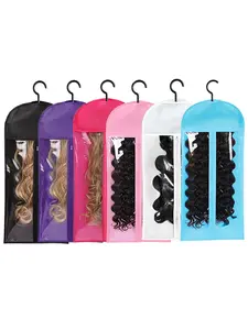 2/4pcs Wig Storage Bag, Zipper Transparent Dustproof Design Wig Storage Bag, Zipper Closure, Hair Extension Hanger, Wig Tool, Durable Cover, Black Wigs Accessories for Salon & Home Use, Household Items, Reusable Plastic Cover