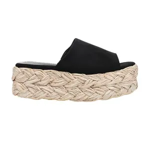 Shu Shop Womens Ibiza Espadrille Platform Slide Casual Sandals Casual Mid Heel 2-3" - Black