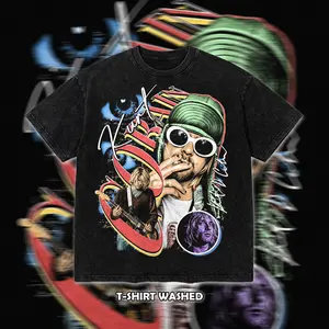 Kurt Cobain Vintage Washed Graphic T-Shirt, Nirvana Grunge Icon Tee, 90s Rock Legend Concert Shirt, Retro Band Streetwear, Oversized Unisex Tee