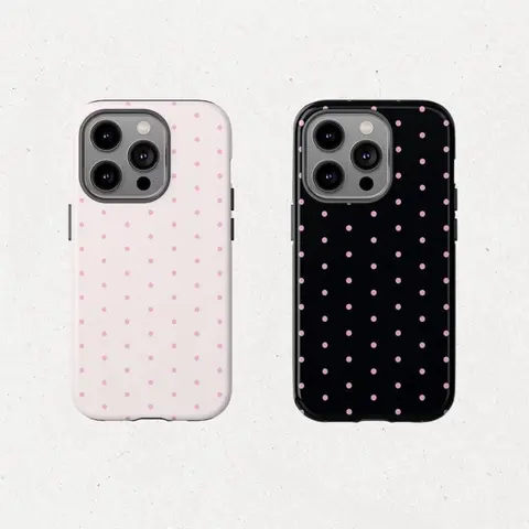 HY2 Pink Polka Dot Premium TPU Protective Shockproof Smartphone Case - Cute Cover for iPhone 17 ProMax, 17, 16 Pro, 15, 14, 13, 12 (Pink, Black Options)