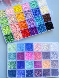 24 Color 3mm Bead Kit, 1 Box 24 Grid Bead Kit, DIY Beads, DIY Jewelry Making Accessories for Bracelet Necklace Earrings, Fashion Accessories for Women & Girls