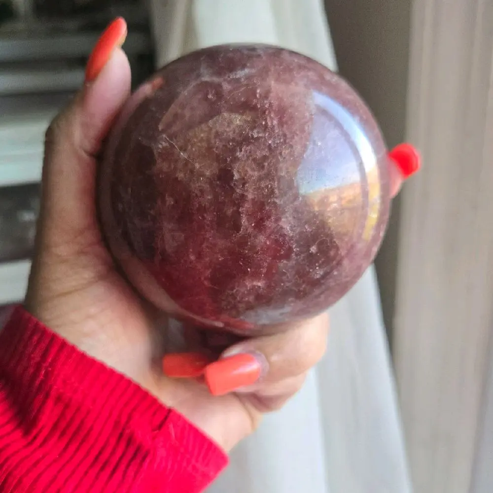 Strawberry quartz sphere, Crystal quartz ball, Crystal store, Reiki healing
