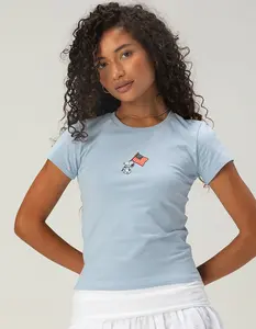 RSQ x Peanuts Womens Embroidered Baby Tee