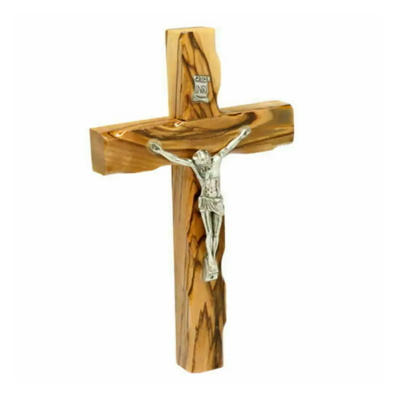 2 pcs 4.8" Inch Olive Wood Crucifix Cross Hanging Wall Holy Land Jerusalem Bethlehem