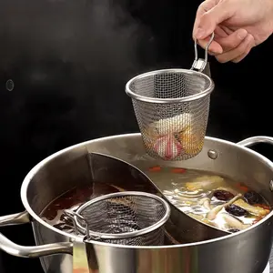 Stainless Steel Filter Basket, Hot Pot Filter Basket, Filter Net for Cooking Spicy Soup Noodles, Wall-mounted Filter Basket for Cooking Vegetables, Kitchen Tools, Restaurant Kitchenware